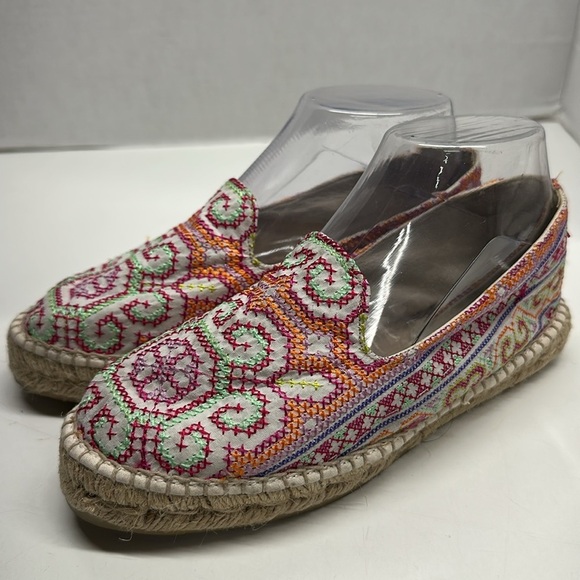Manebi Ibiza Espadrille Shoe Cross Stitch Floral Colorful Slip On Shoes Size 37 - Picture 4 of 11